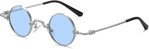 Vista 8 de J&L Glasses Gafas de sol redondas Steampunk estilo círculo Hippie Gafas Marco de metal 8087