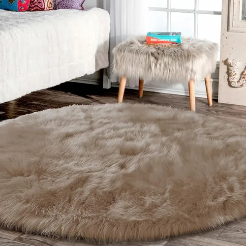 Vista 55 de Latepis - Alfombra rectangular de piel sintética tipo lana de oveja suave y esponjosa de estilo bohemio para sala de estar, dormitorio y residencias