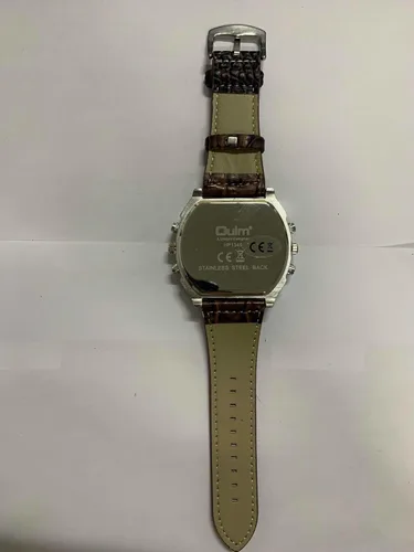 Vista 10 de JewelryWe Reloj militar para hombre, 2 zonas horarias, reloj de cuarzo grande, reloj de pulsera de cuero para hombre, reloj deportivo casual