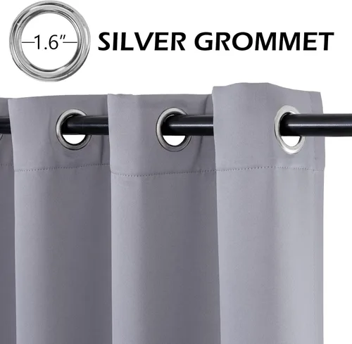 Vista 2 de MYSKY HOME Cortinas opacas de 80 pulgadas de largo para sala de estar, cortinas grises para dormitorio, cortinas con aislamiento térmico gris