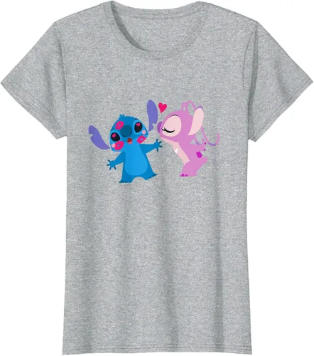 Vista 28 de Disney Stitch and Angel - Camiseta para el día de San Valentín Negro
