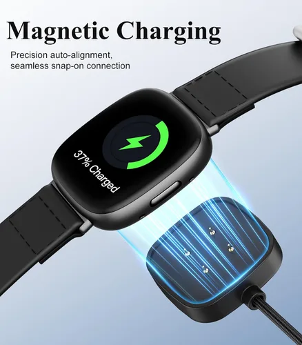 Vista 3 de TiMOVO Cargador compatible con Fitbit Versa 4/Versa 3/Sense 2/Sense, cable de carga USB-A/C, soporte magnético para Google Pixel Watch 3/Pixel Watch