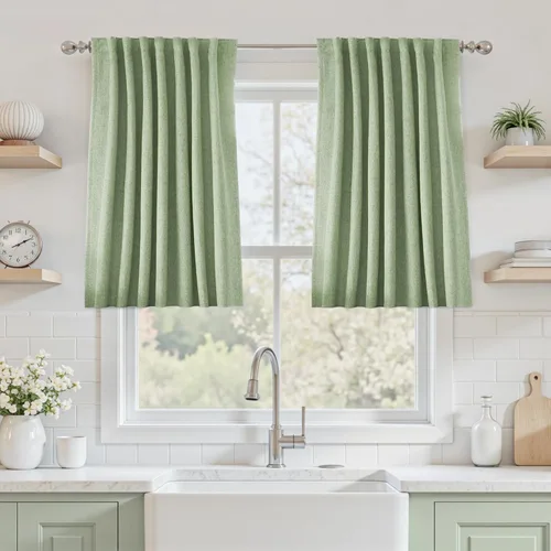 Vista 58 de UHITECH Short Blackout Curtains for Bedroom 24 Inch Long 2 Panels, Beige