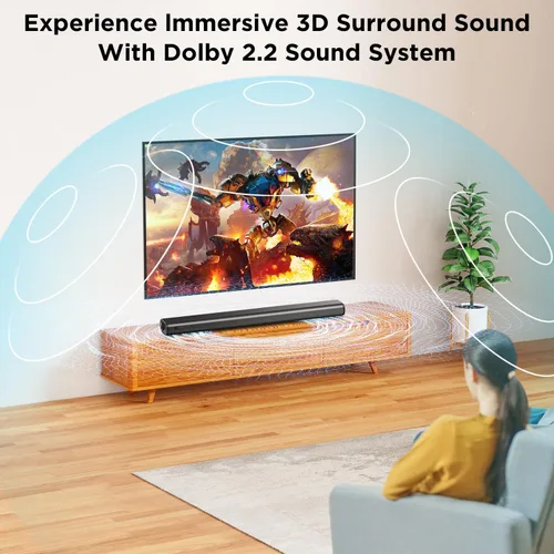 Vista 2 de Hiwill Barra de sonido Dolby de 2.2 canales para Smart TV, 200 W de potencia máxima, 6 controladores - 2 subwoofer/2 tweeter integrado, graves