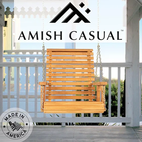 Vista 3 de Amish - Silla giratoria resistente con tratamiento a presión (mancha de cedro)
