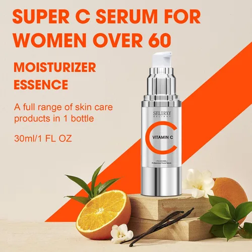 Vista 5 de Suero súper vitamina C para mujeres mayores de 70 años, paquete total todo en uno, suero facial para piel madura, hidratante, levantamiento
