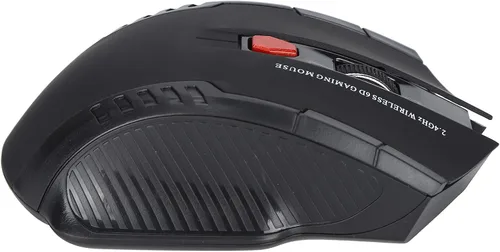 Vista 6 de Pomya Ratón de juego inalámbrico, mouse ergonómico para computadora, mouse óptico para computadora portátil, 2.4 GHz, 6 teclas, DPI ajustable, negro