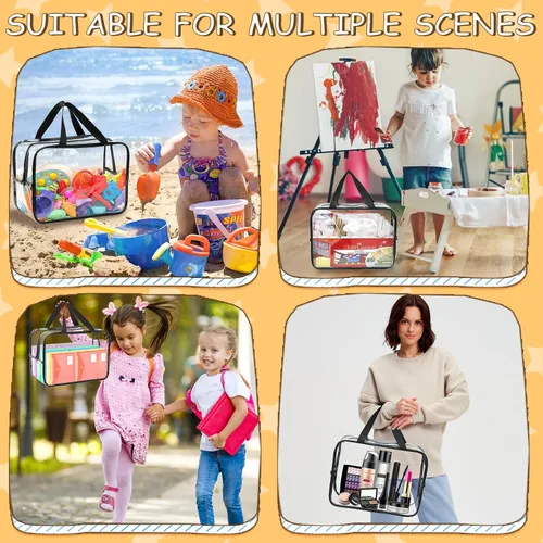 Vista 7 de Bolsas de almacenamiento de juguetes extra grandes de 12.6 x 9.25 x 6.9 pulgadas, 6 paquetes de bolsas organizadoras de juguetes transparentes
