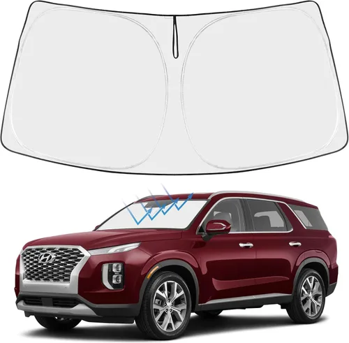 Vista 304 de Proadsy Parasol para parabrisas Rivian R1S 2022-2025 2026 de 4 capas plegable, protector de parasol frontal que bloquea los rayos UV, mantiene