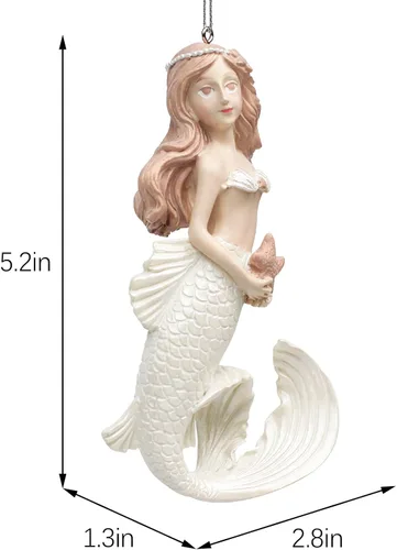 Vista 5 de Adornos para árbol de Navidad de sirena 2025, decoraciones colgantes, decoración navideña
