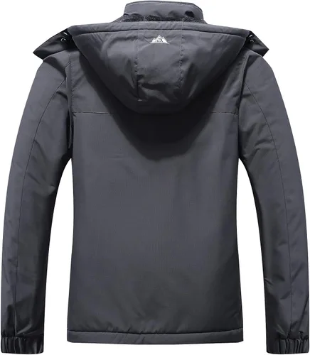 Vista 2 de Chaqueta de esquí impermeable para mujer, resistente al viento, cortavientos, abrigo de nieve cálido con capucha