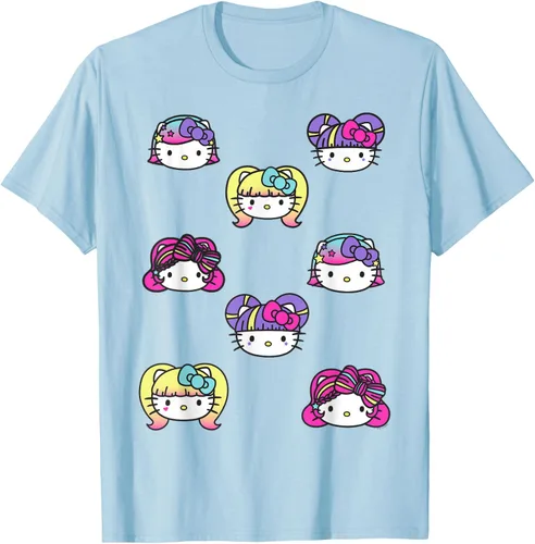 Vista 86 de hello kitty Kawaii Multi peinado Tee, Azul (Heather blue)