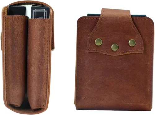 Vista 3 de boshiho Funda de naipes de cuero genuino doble para magos y jugadores de póquer, viajes de vacaciones de campamento