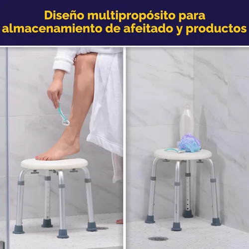 Vista 7 de Altura ajustable taburete de baño., RTL12004KD, Blanco, 1, 1