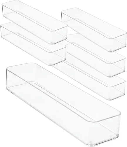 Vista 10 de primebox Organizadores de cajones de acrílico transparente de plástico. Baño, cocina, dormitorio, utensilios, cubos organizadores de oficina