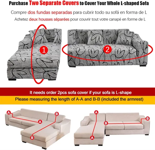 Vista 2 de MIPOPS Fundas de sofá 100% impermeables para sofás modulares en forma de L de 1, 2, 3, 4 plazas, funda elástica para sala de estar, protector de H
