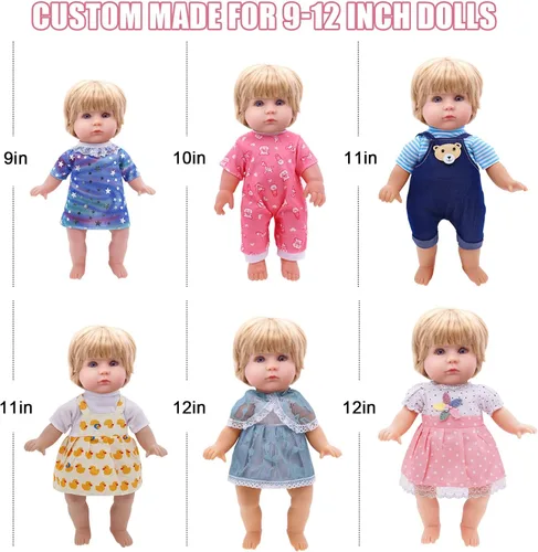 Vista 5 de Ropa y Accesorios para Muñecas Alive - Vestidos de Muñeca de Bebé que se Ajustan a Muñecas de Niña de 10, 11, 12 Pulgadas, 6 Conjuntos de Ropa