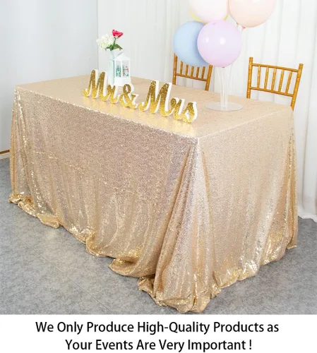 Vista 6 de ShinyBeauty - Mantel rectangular de lentejuelas (60” x 102”), diseño de bodas y fiestas de Navidad LightGold
