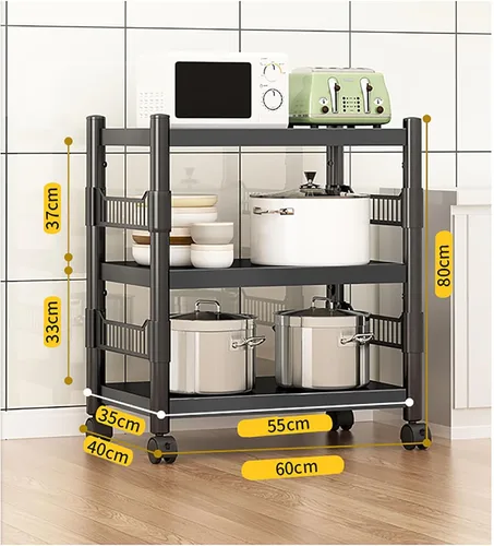 Vista 2 de Estante de cocina para piso, multifunción, para microondas, horno, estante de almacenamiento simple para el hogar, ollas y sartenes de múltiples