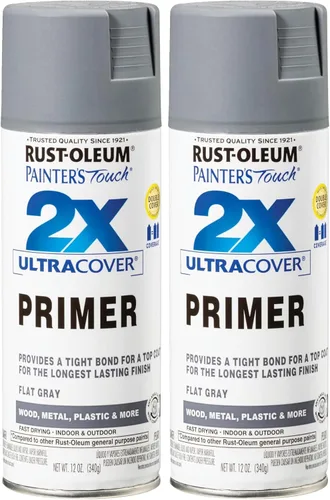 Vista 4 de Rust-Oleum 249846 Painter's Touch 2X Ultra Cover Imprimación en aerosol de 12 onzas, negro plano