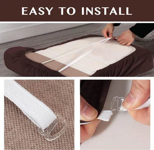 Vista 6 de n - Fundas elásticas de terciopelo para sofá con cojines en forma de T individualmente, 3 fundas para sofá de 3 plazas, funda gruesa elástica