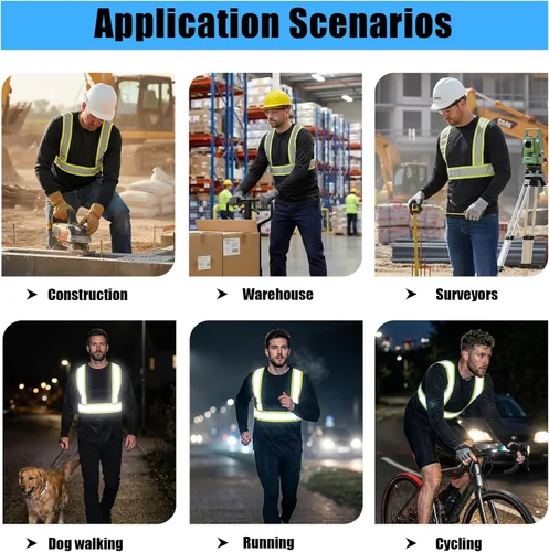 Vista 7 de HYCOPROT Hi Vis - Camisas de seguridad de manga larga de alta visibilidad, camisa reflectante para hombres y mujeres, camiseta de construcción