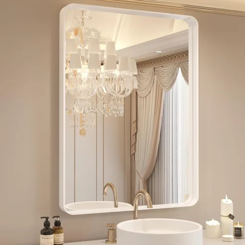 Vista 44 de WEER - Espejo de baño con luces LED, 50x70cm, espejo de tocador montado en la pared, 3 colores regulables, almohadilla antiempañante retroiluminada