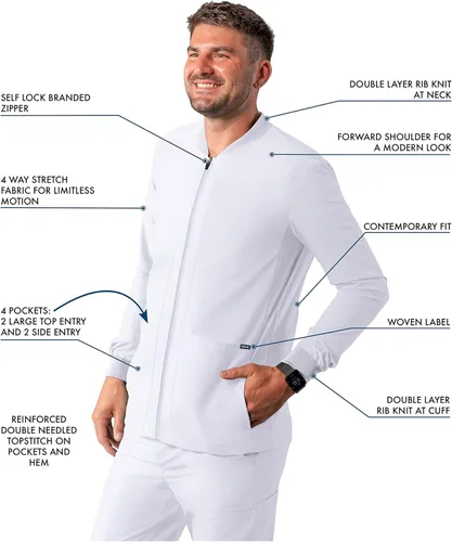 Vista 3 de Adar Addition Scrubs para hombre - Chaqueta médica con cremallera
