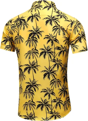 Vista 2 de Camisa de vestir estampada hawaiana con botones para hombre