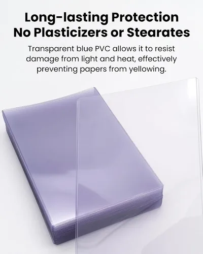 Vista 5 de Paquete de 10 protectores de hojas de plástico duro de 8.5 x 11 pulgadas, fundas rígidas de PVC de 12 mil para documentos, papeles, fotos