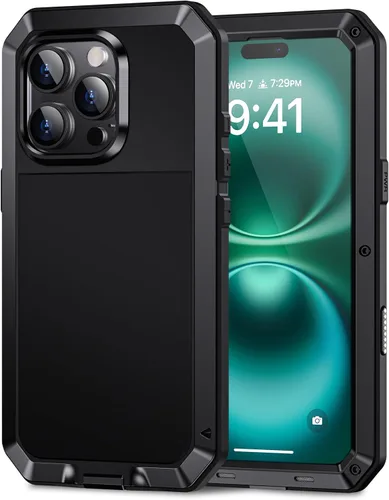 Vista 26 de Lanhiem Funda para iPhone 7 Plus/8 Plus, resistente a los golpes, [Tough Armour], funda de metal con protector de pantalla integrado, funda Negro