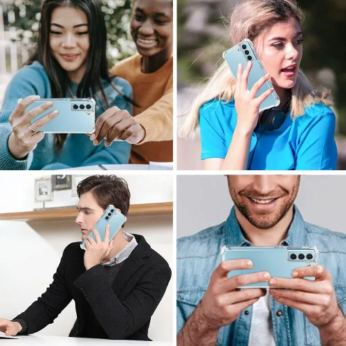 Vista 3 de Funda para Samsung S21 FE, Samsung Galaxy S21 FE y protector de pantalla, a prueba de golpes, transparente, delgada, suave, de silicona TPU