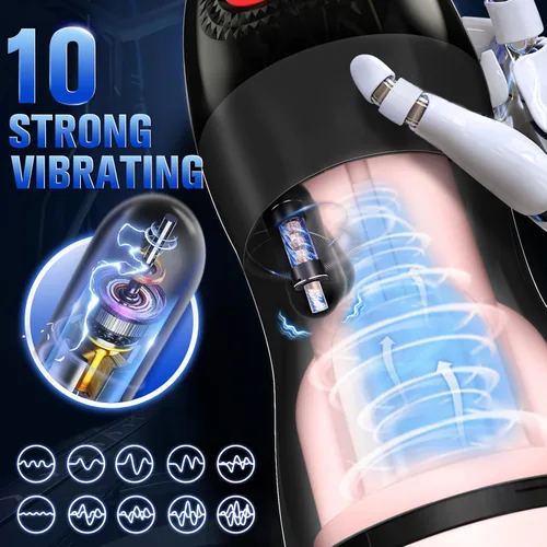 Vista 3 de Masturbador masculino automático, bomba de pene con 9 succiones y 10 vibraciones y calentamiento, juguetes sexuales masculinos, masturbador