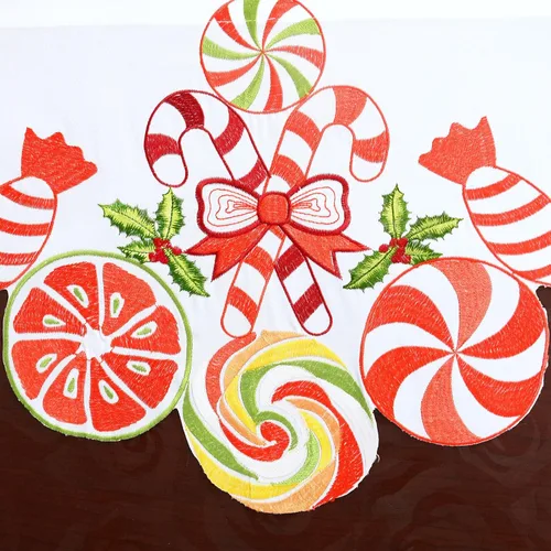Vista 3 de Cenefa de Cortina de Ventana de Cocina con Bolsillo para Barra Bordada de Bastón de Caramelo de Navidad y Fiestas A 58 × L 14 Pulgadas