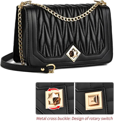 Vista 8 de Travistar Bolsos cruzados para mujer, bolsos pequeños de piel sintética, bolso de hombro, bolso de noche, bolsos acolchados con correa de cadena