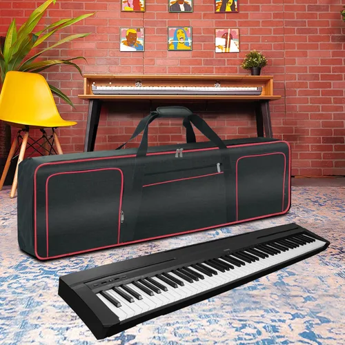Vista 8 de Ruibo Funda para teclado de 88 teclas para piano eléctrico con acolchado de algodón de 0.394 in, bolsa Oxford 600D impermeable de 54 x 13 x 6.7 Rojo