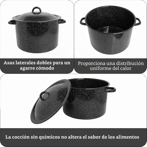 Vista 2 de MIRRO Olla esmaltada para conservas de 7.75 cuartos de galón, color negro