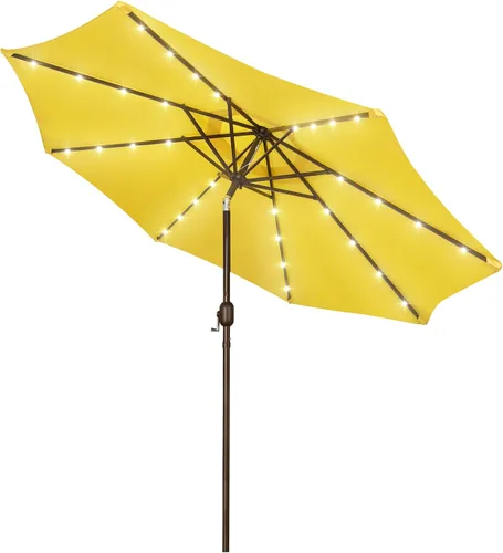 Vista 21 de Blissun Sombrilla solar de 9 pies, sombrilla de patio con 32 luces LED, sombrilla de mercado de mesa, sombrilla al aire libre para jardín, terraza