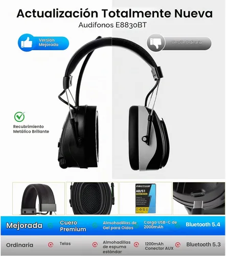 Vista 7 de AM FM Radio Hearing Protection Earmuff, Bluetooth 5.4, 30SNR