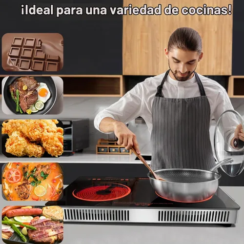 Vista 3 de Karinear - Estufa eléctrica de 2 quemadores 110 V, estufa eléctrica portátil con mango