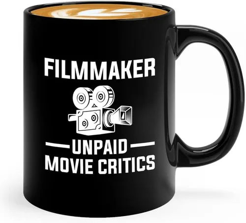 Vista 7 de Cineasta Taza de café 11oz Negra - Cineasta: Crítico de cine no remunerado - Cineasta Regalos Cámara Corte Director de Prop Guionista de cine