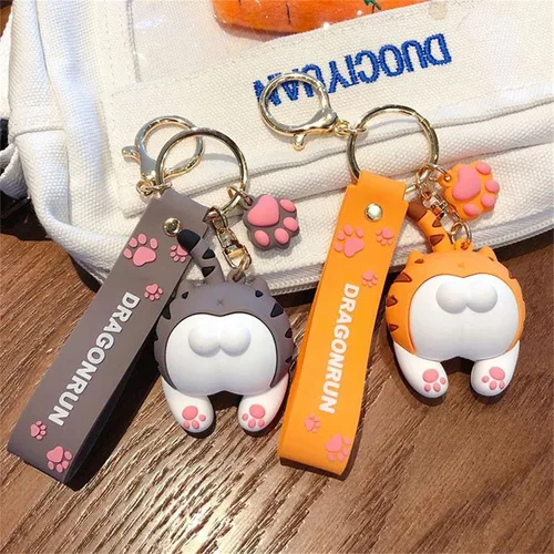 Vista 7 de Gokmnjiuh Llavero de gato de dibujos animados con llavero de metal para llavero de coche, accesorios para niñas y mujeres