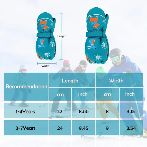 Vista 6 de Guantes de invierno impermeables para niños pequeños, guantes de esquí de vellón cálido para nieve, para bebé niño y niña, clima frío