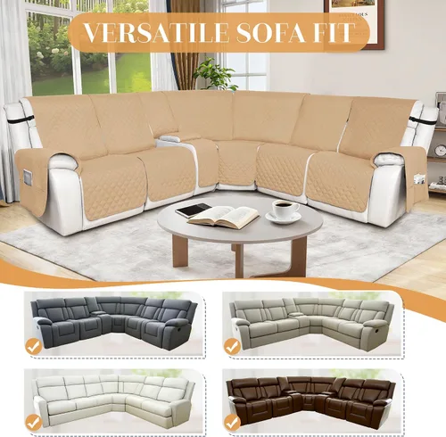 Vista 6 de HDCAXKJ Fundas de sofá seccional reclinable 100% impermeable, forma de L, funda de sofá reclinable lavable acolchada suave para mascotas, perro