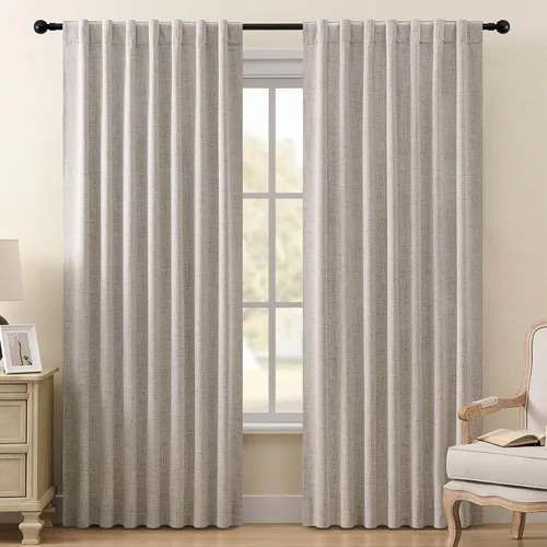 Vista 8 de Miss Seltex - Cortinas de lino 100% opacas para dormitorio, con aislamiento térmico, con textura de lino, con pestaña trasera, cortinas opacas