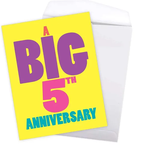 Vista 5 de NobleWorks - Tarjeta de felicitación de aniversario de 5ª boda grande de 8.5 x 11 pulgadas - Matrimonio de 5 años con sobre para hombres, mujeres