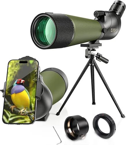 Vista 8 de Gosky 20-60X80 HD Telescopio Terrestre de Enfoque Dual, Prisma BAK4 Ocular Angular de 45 Grados con Trípode, Adaptador para Smartphone, Telescopio