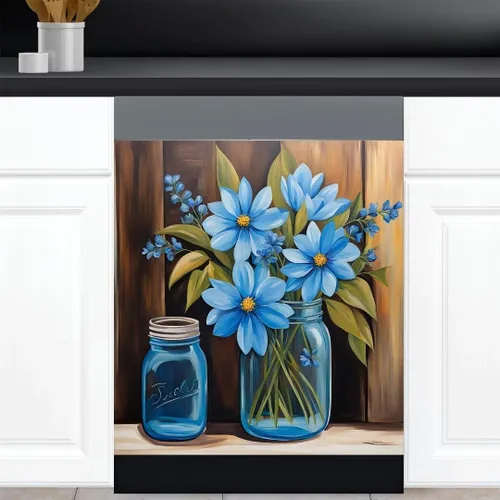 Vista 8 de Calcomanía magnética de vinilo para lavavajillas con diseño de florero de granja rústica, diseño floral para decoración del hogar, cubierta