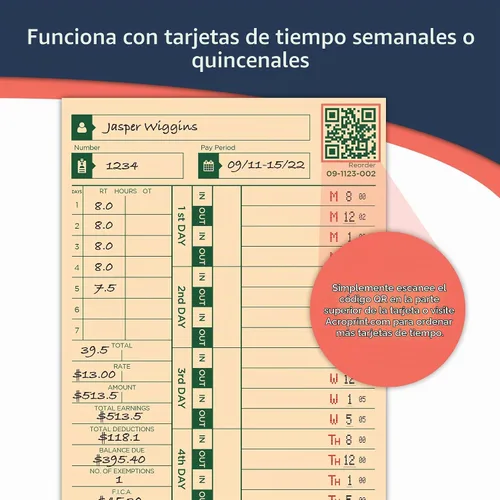 Vista 6 de Acroprint Registrador electrónico de nómina ES900/sello de tiempo/máquina de numeración