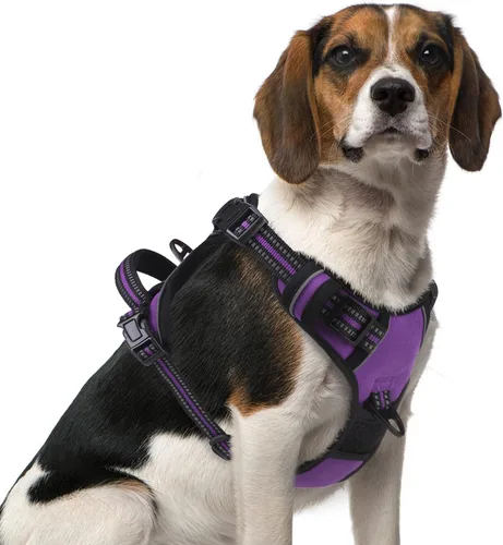 Vista 46 de PUPTECK Arnés táctico sin tirones para perro, tamaño mediano, arnés reflectante ajustable con asa para perro, de fácil control, cómodo y suave